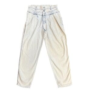 Vintage Lee Acid Wash Pleated Tapered Jeans Cottagecore Grungecore Size 14 Pet